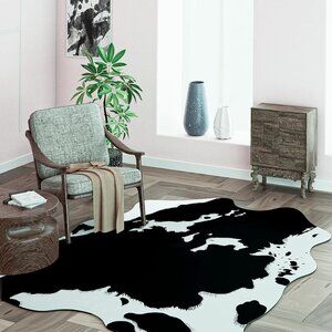 Faux Cowhide Rug Cow Print 4.9ft x 3.9ft
